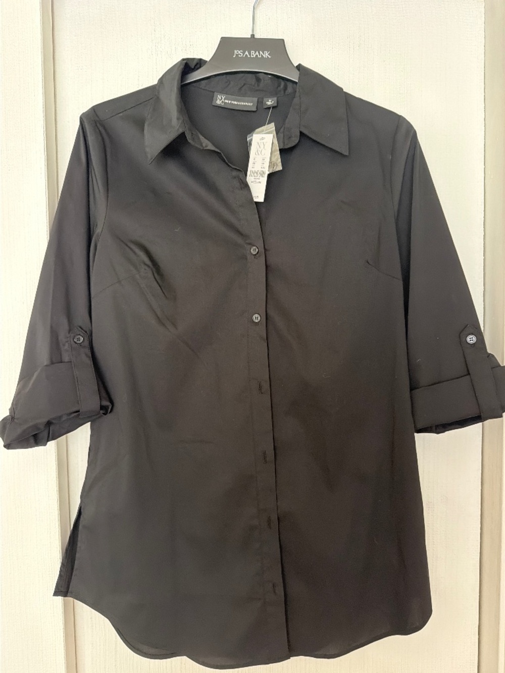 New York & Company Black Button-Down Tunic Shirt – Medium NWT